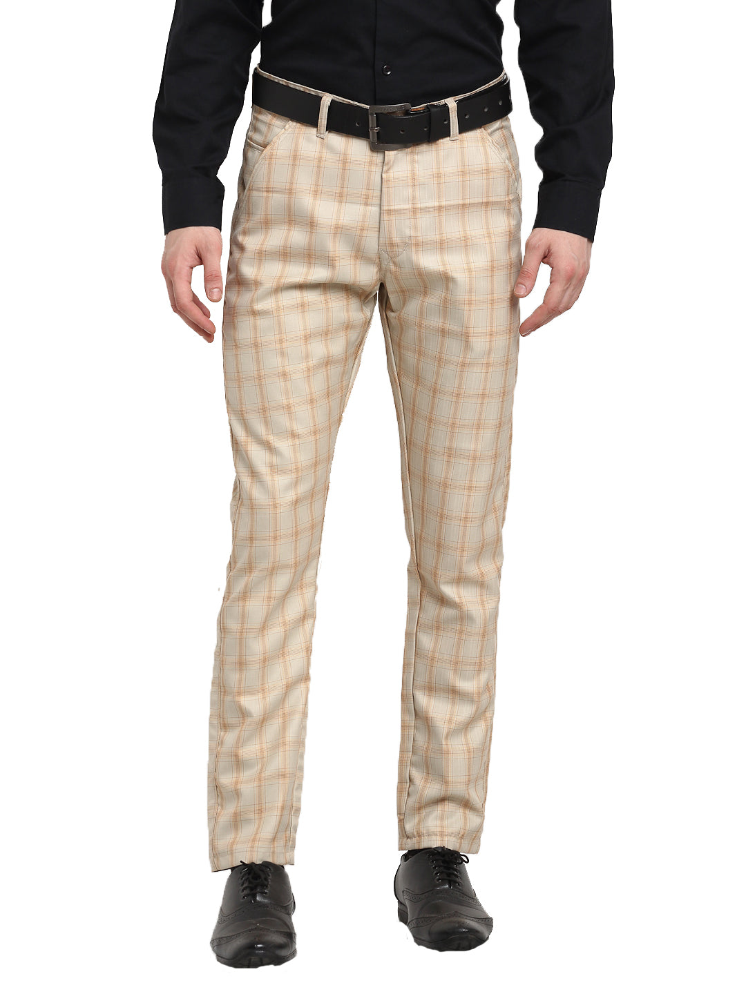 Buy Pesado Men's Cream Slim Fit Polyester Formal Trousers at Amazon.in